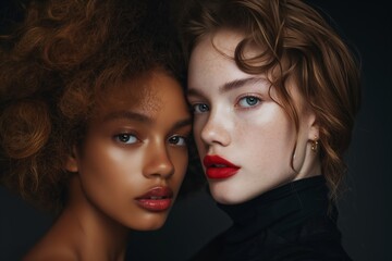 Two diverse models posing with elegance