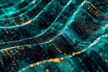 Poster - Abstract representation of flowing binary code on a dark background