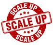 © B-design - scale up stamp. scale up label. round grunge sign