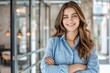 © Rafiqul - Smiling Young Woman with Long Hair in Casual Attire in Office Setting