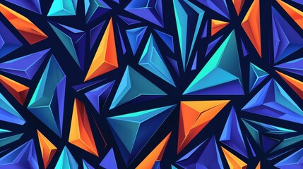Poster - This seamless modern pattern is based on geometric tiles with repeating striped triangles. It can be used to package goods.