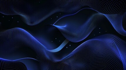 Poster - An abstract background with waves of smooth shiny blue and halftones
