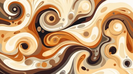 Clipart illustration of a vintage coffee coffee background with curls.