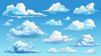 Poster - Blue sky with white clouds in summer or spring day. Sunny clear weather in spring and summer.