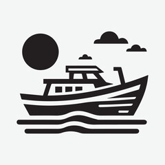 Wall Mural - Boat Icon vector silhouette illustration. boat icon, boat icon vector, in trendy flat style isolated on white background. boat icon image, boat icon illustration