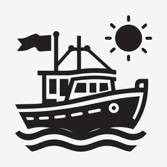 Wall Mural - Boat Icon vector silhouette illustration. boat icon, boat icon vector, in trendy flat style isolated on white background. boat icon image, boat icon illustration