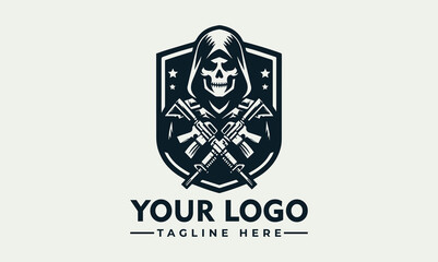 Wall Mural - simple soldier vector logo illustration simple logo soldier military army wearing skull mask with a weapon