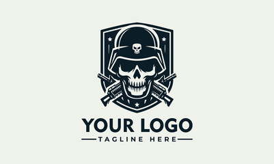 Wall Mural - simple soldier vector logo illustration simple logo soldier military army wearing skull mask with a weapon