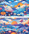 © Tri Endah Wanito - Hills with wildflowers seamless pattern background