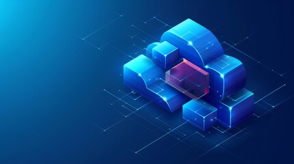 Poster - An isometric cloud icon, a symbol of cloud information storage, a symbol of technology