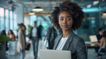 Sticker - Confident Woman with Laptop at Office