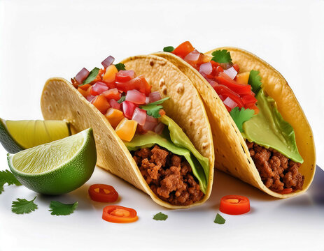mexican food tacos isolated on white background