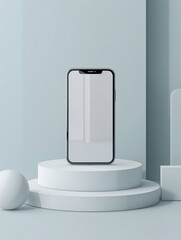 Poster - In a minimalist setting, a futuristic mobile phone interface displays digital payment options for online shopping, with sleek 3D graphics and a neutral background. This visually striking image