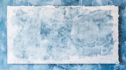 Wall Mural - abstract white canvas with dried blue grunge watercolor background texture