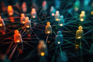 Poster - A group of people standing in a network of lights. Ideal for technology and connectivity concepts