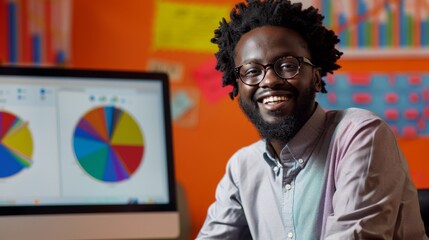 Poster - Smiling Designer at His Desk