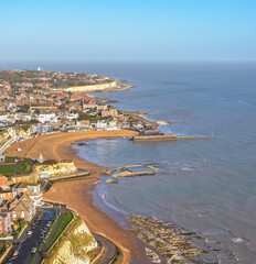 Wall Mural - Aerial view of Viking Bay in Kent on a sunny autumn day