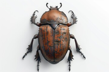 Poster - Close up of a beetle on a white surface, suitable for educational purposes