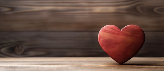 Aufkleber - Valentine s Day copy space image of a wooden heart placed on a wooden board