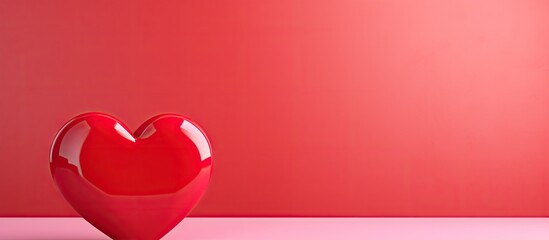 Aufkleber - Valentine s Day card concept featuring a red love heart on a pink backdrop with ample copy space
