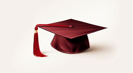 Wall Mural - Graduation cap maroon white background