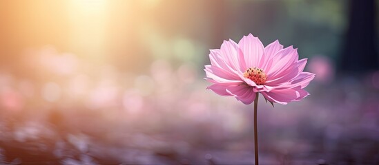 Aufkleber - A stunning pink flower takes center stage in a natural background providing ample copy space for additional elements