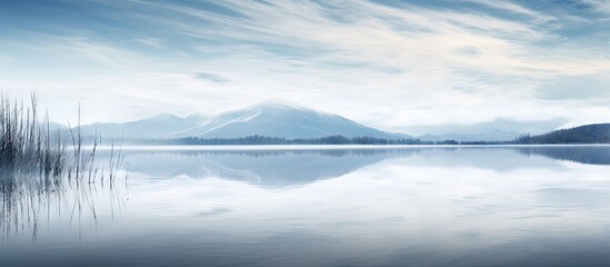 Aufkleber - A serene lake landscape in nature with a copy space image to add text and a mesmerizing reflection of the sky in the water