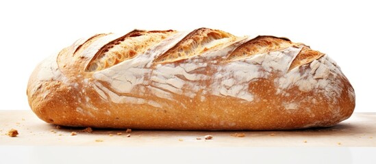 Poster - A copy space image of freshly baked bread against a plain white background