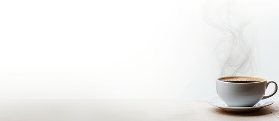 Poster - Copy space image of a steaming cup of coffee set against a plain white backdrop
