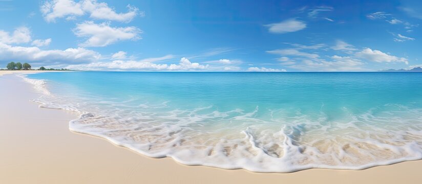 copy space image of a stunning tropical seascape featuring a breathtaking sea beach with a vibrant b