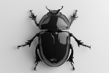 Poster - Detailed black and white image of a beetle. Suitable for educational materials