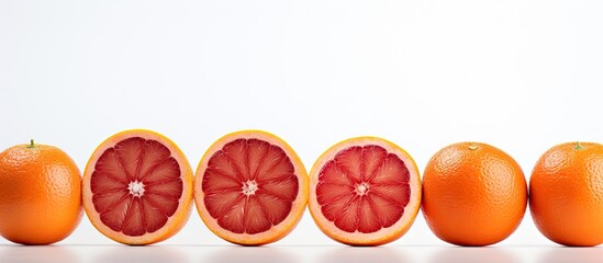 Poster - A vibrant image of red oranges against a blank background perfect for adding text or graphics. with copy space image. Place for adding text or design