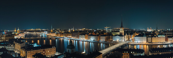 Wall Mural - Stylized Night View of Stockholm Cityscape