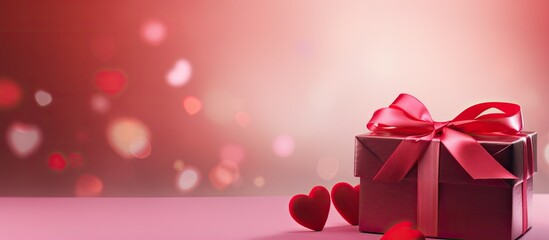 Aufkleber - Valentine s and Mother s Day themed background with a heart shaped gift on a vibrant backdrop Perfect for copy space image