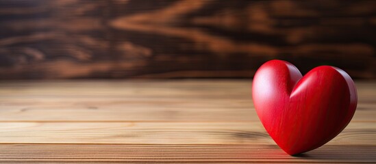 Aufkleber - A romantic Valentine s Day vibe with a heart shaped object resting on a wooden table perfect for a copy space image