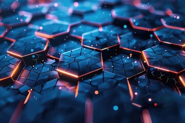 Poster - Illuminated computer keyboard with blue and orange lights. Ideal for technology and futuristic concepts