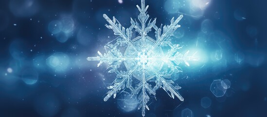 Aufkleber - An image with a snowflake and stars in the background. with copy space image. Place for adding text or design