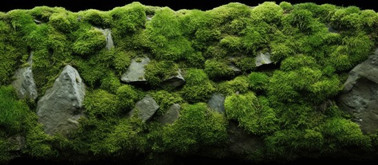 Leinwandbilder - The copy space image shows a rugged stone surface covered in lush green moss enhancing its overall texture