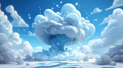 Poster - Flowing tornado with bubbles, cleanliness effect. Detergent thunderstorm swirling with soap. Isolated abstract dynamic vortex motion with foam, realistic design elements for wash powder or shampoo.
