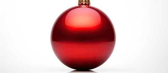 Poster - A red Christmas bauble shines brightly standing alone on a white background with ample space available for additional text or images