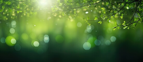 Poster - A vibrant green bokeh background with beautiful lighting effects. with copy space image. Place for adding text or design
