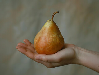 Wall Mural - Hand Holding a Ripe Pear