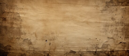 Leinwandbilder - A vintage grunge style paper sheet in a dirty beige color with crumpled and scratched textures Offers a dark and rough backdrop for desktop wallpapers banners or as a copy space image