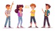 The bullying is shown as a flat character set of teen boys and girls mocking, laughing, and pointing their fingers at offended weaker members of the class. The conflict between children is shown as a