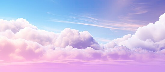 Poster - Soft sky with clouds in hues of pink violet and blue creates a serene and colorful atmosphere for a copy space image