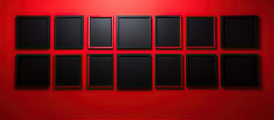 Aufkleber - Red background with empty picture frames ready for use as a copy space image