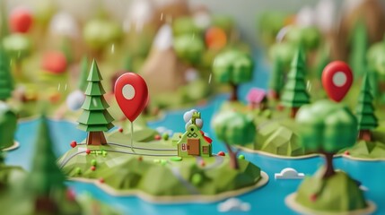 Poster - An illustration of a location map pin with a GPS pointing in the direction of the destination. This illustration can be used for mobile apps and websites, as well as presentation templates.