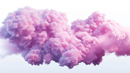 Poster - In this 3D render, pink clouds flutter in the air, along with fluffy spindrift or cumulus eddies. Flying weather and nature design elements balloons are displayed on a transparent background.