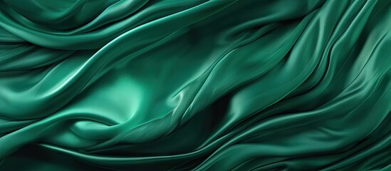 Aufkleber - The silk fabric with a green marble pattern creates a captivating backdrop Its wavy spiral and creased swirls form a cloth background with ample copy space for text
