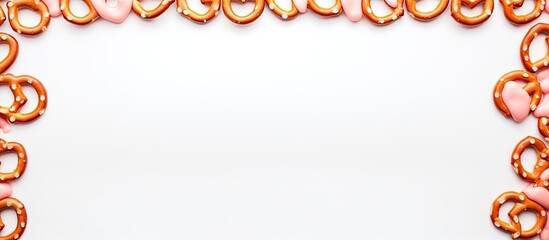 Aufkleber - White background with a frame showcases strawberry flavored yogurt covered pretzels leaving ample copy space for personalization